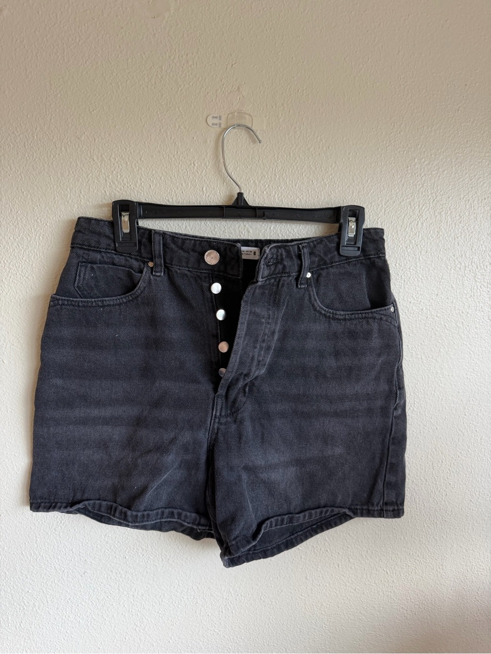 Zara Black Button-Fly Denim Shorts